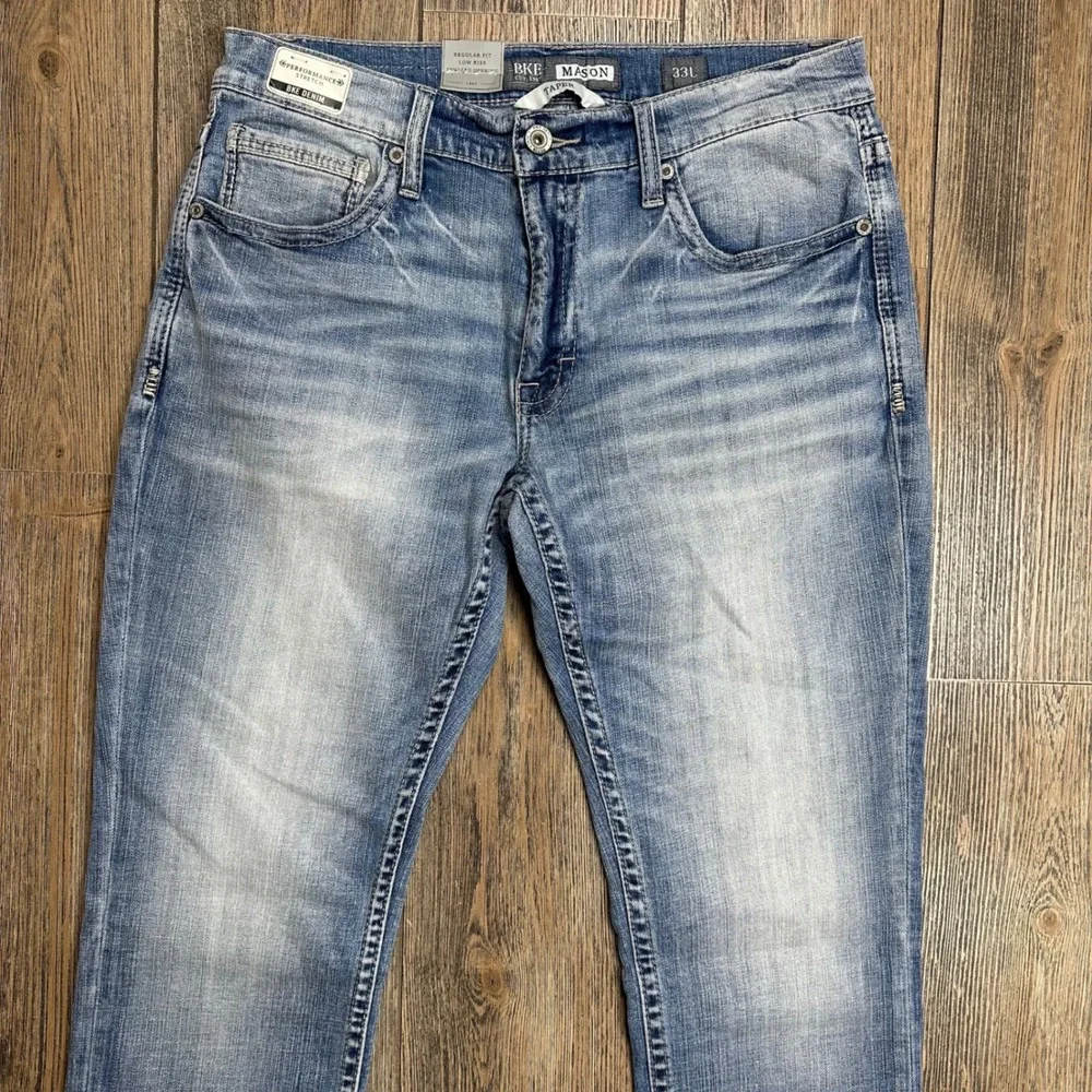 BKE Mason Regular Fit Tapered Jeans Mens 33L 33x34 NWT Stretch Low Rise Denim